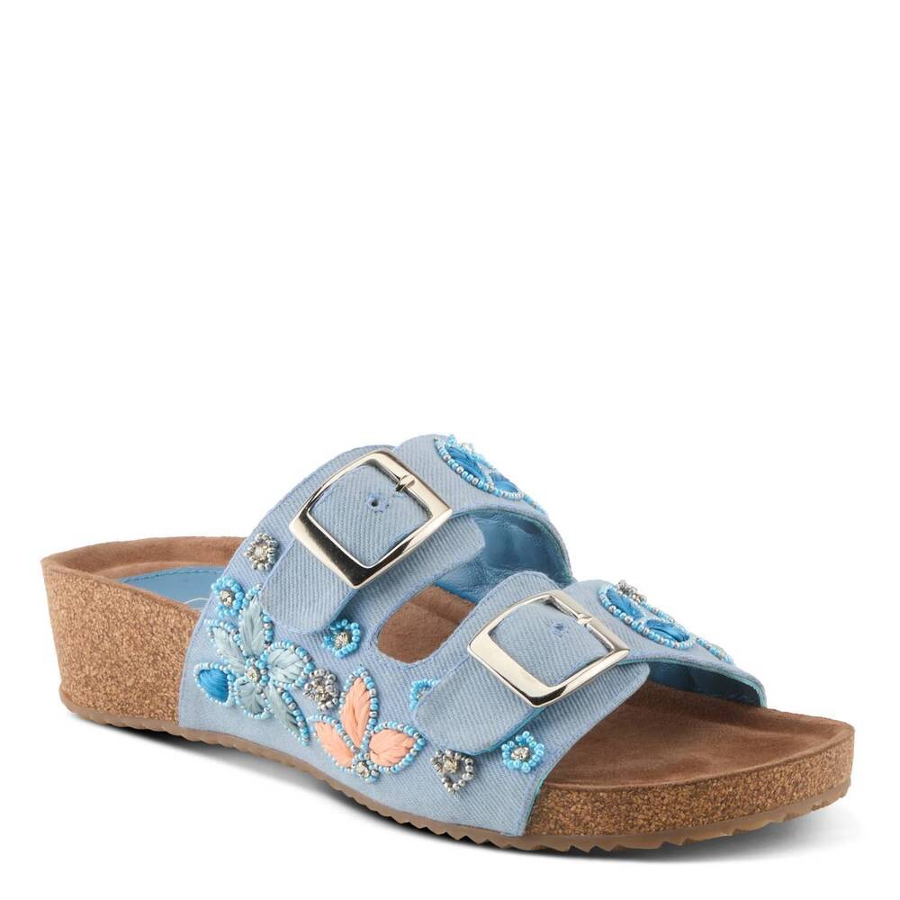 NEW AZURA women's miraflores cork sole sandal in blue